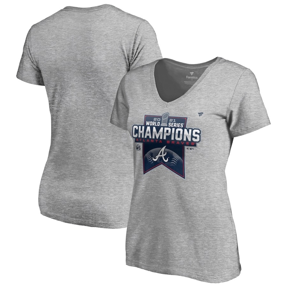 Fanatics Atlanta Braves Women's Gray World Series Champions Tee Size Medium
